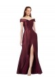Purchase Long Cap Sleeves Off the Shoulder A-Line Satin Evening Dress Canada