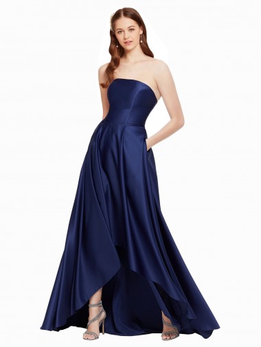 Purchase Long Sleeveless Strapless A-Line Satin Evening Dresses Canada