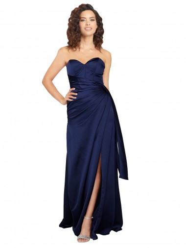 Purchase Long Sleeveless Sweetheart A-Line Silky Satin Evening Gown Canada