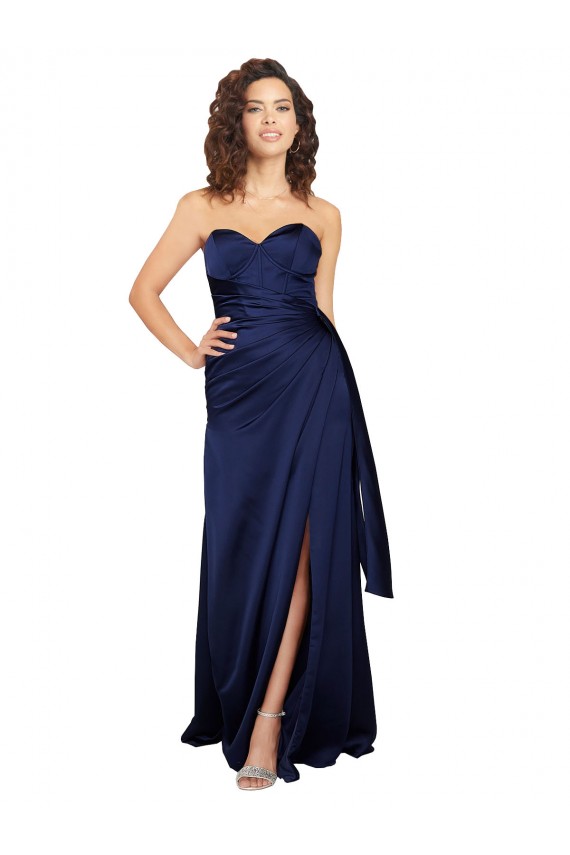 Purchase Long Sleeveless Sweetheart A-Line Silky Satin Evening Gown Canada