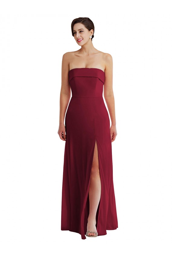 Purchase Long Sleeveless Strapless A-Line Soft Chiffon Maxi Evening Dress Canada