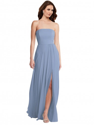 Purchase Long Sleeveless Strapless A-Line Soft Chiffon Maxi Evening Gown Canada