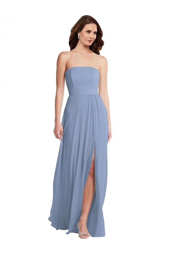 Purchase Long Sleeveless Strapless A-Line Soft Chiffon Maxi Evening Gown Canada