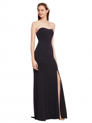 Purchase Long Sleeveless Strapless A-Line Stretch Crepe Bridal Party Dress Canada