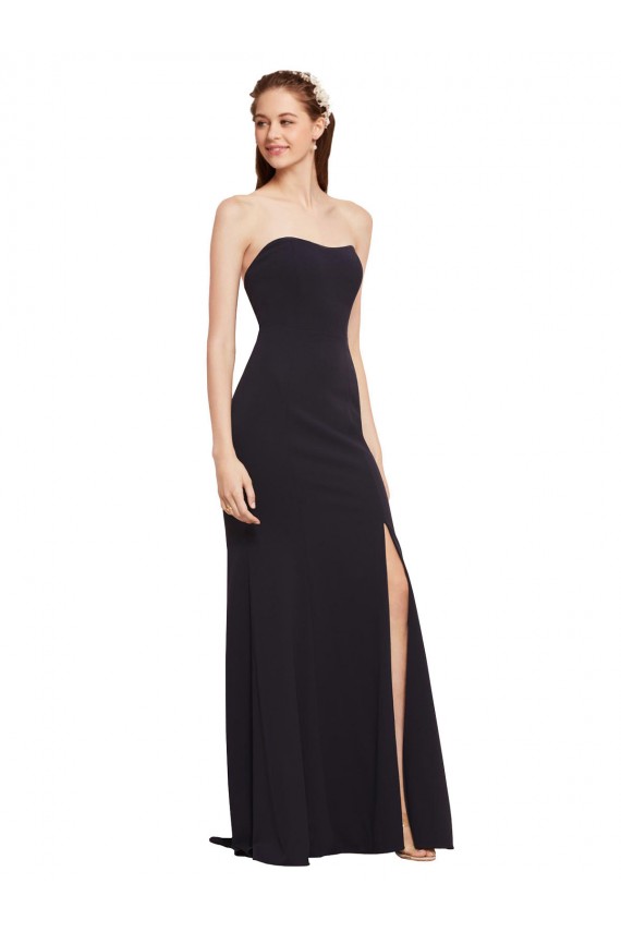 Purchase Long Sleeveless Strapless A-Line Stretch Crepe Bridal Party Dress Canada