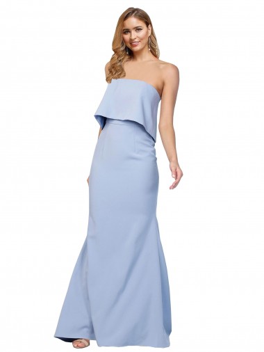 Purchase Long Sleeveless Strapless A-Line Stretch Crepe Evening Dress Canada
