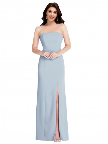Purchase Long Sleeveless Strapless A-Line Stretch Crepe Maxi Evening Dress Canada
