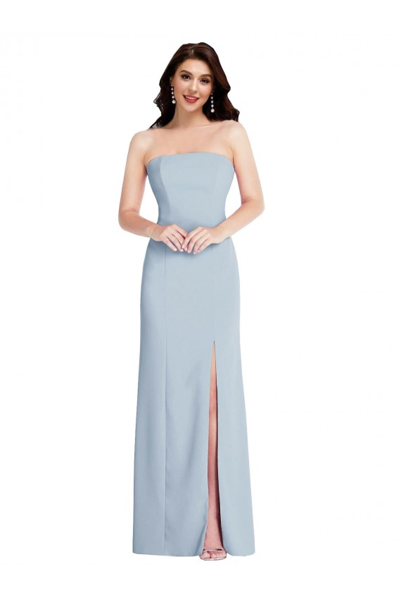Purchase Long Sleeveless Strapless A-Line Stretch Crepe Maxi Evening Dress Canada