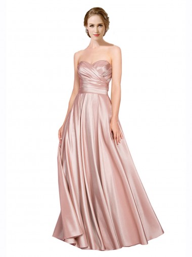 Purchase Long Sleeveless Sweetheart A-Line Stretch Satin Evening Gown Canada