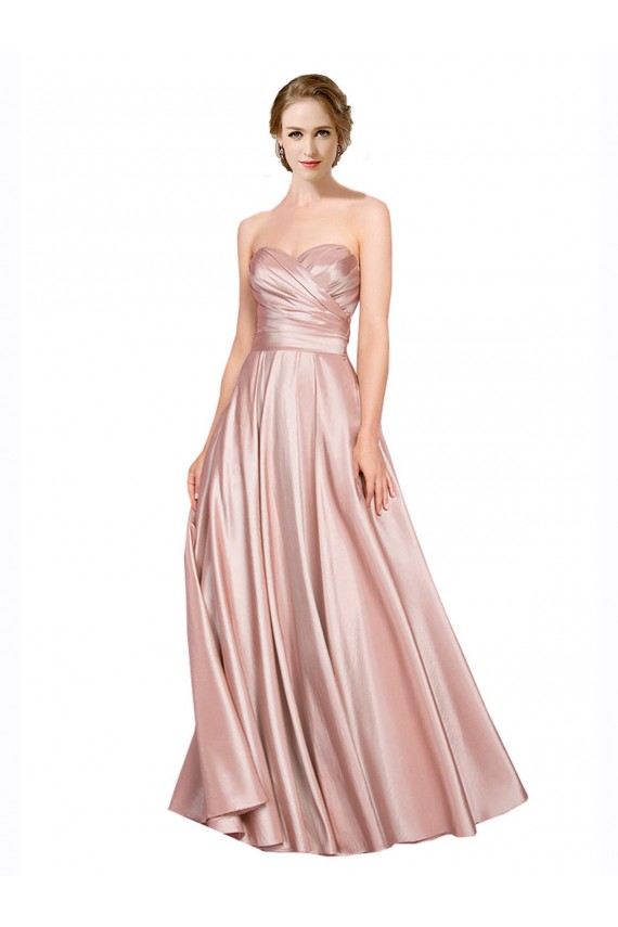 Purchase Long Sleeveless Sweetheart A-Line Stretch Satin Evening Gown Canada