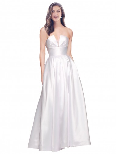Purchase Long Sleeveless Strapless A-Line Stretch Satin Evening Dress Canada