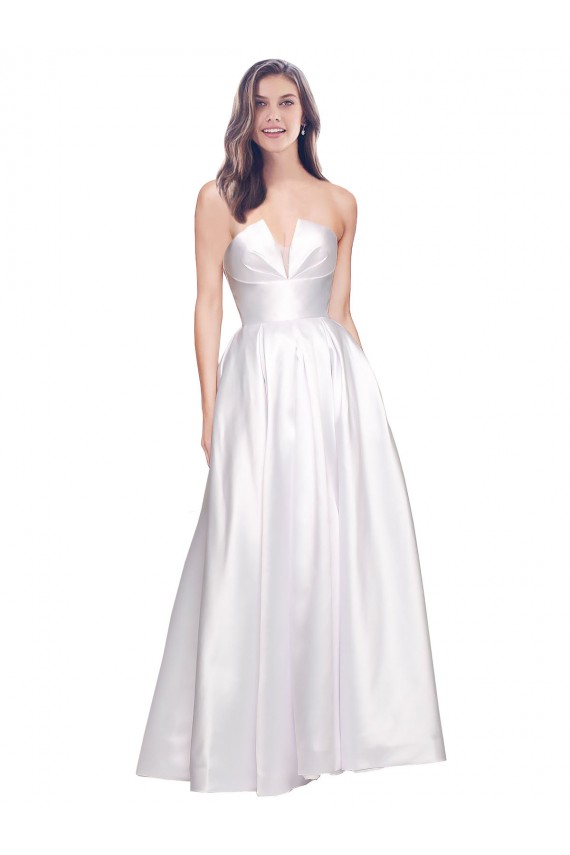 Purchase Long Sleeveless Strapless A-Line Stretch Satin Evening Dress Canada