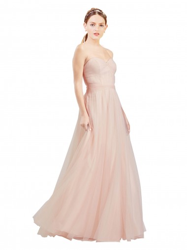 Purchase Long Sleeveless Sweetheart A-Line Tulle Semi Formal Evening Gown Canada