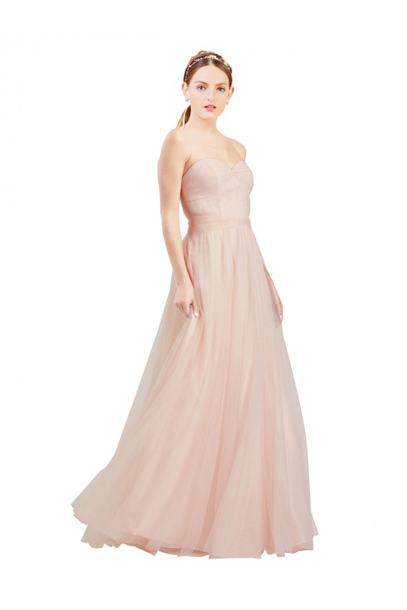 Purchase Long Sleeveless Sweetheart A-Line Tulle Semi Formal Evening Gown Canada