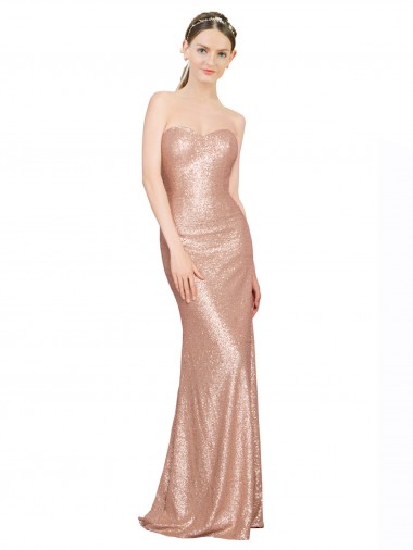 Purchase Long Sleeveless Sweetheart A-Line Sequin Evening Dress Canada