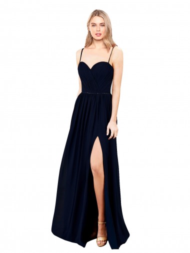 Purchase Long Sleeveless Spaghetti Straps A-Line Soft Chiffon Evening Dress Canada