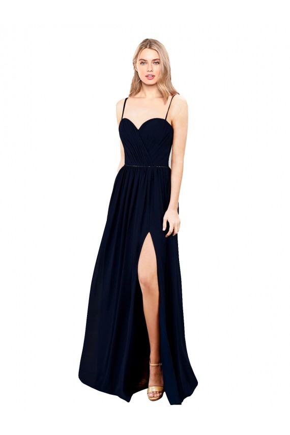 Purchase Long Sleeveless Spaghetti Straps A-Line Soft Chiffon Evening Dress Canada
