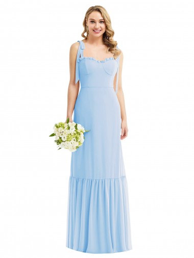 Purchase Long Sleeveless Spaghetti Straps A-Line Soft Chiffon Maxi Bridal Party Dress Canada