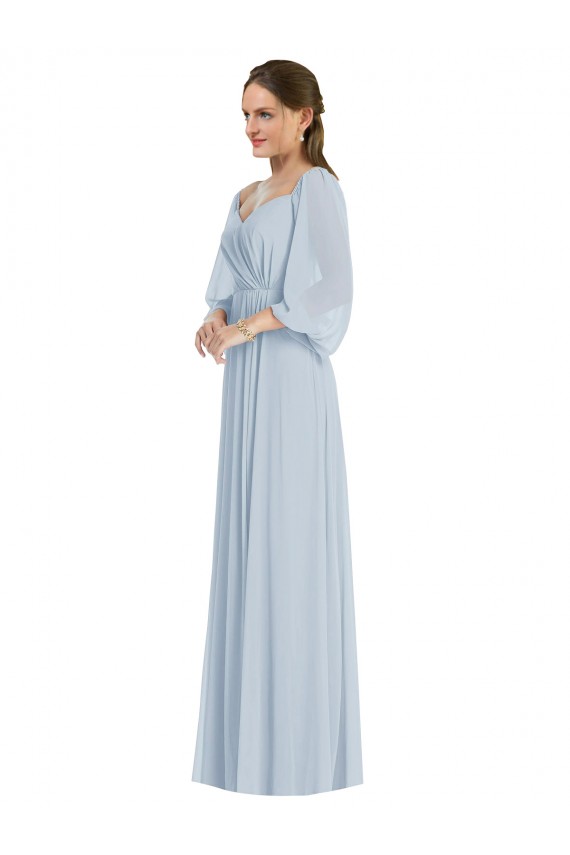 Purchase Long Puff Sleeves Off the Shoulder A-Line Soft Chiffon Evening Dress Canada