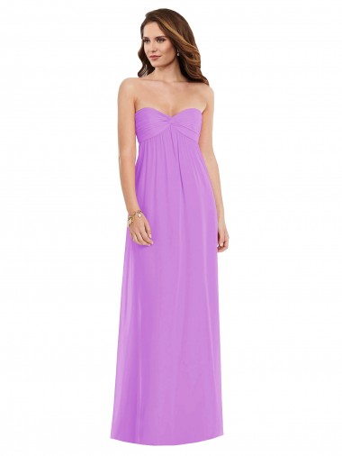 Purchase Long Sleeveless Sweetheart A-Line Soft Chiffon Violet Maxi Evening Dress Canada
