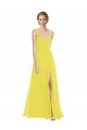Purchase Long Sleeveless Spaghetti Straps A-Line Soft Chiffon Yellow Maxi Evening Dress Canada