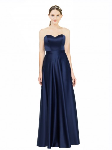 Purchase Long Sleeveless Sweetheart A-Line Stretch Satin Low Back Evening Dress Canada