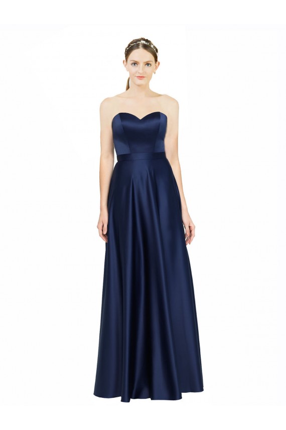 Purchase Long Sleeveless Sweetheart A-Line Stretch Satin Low Back Evening Dress Canada