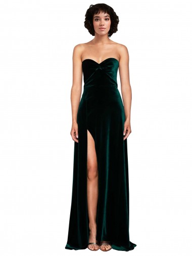 Purchase Sweep Train Sleeveless Sweetheart A-Line Stretch Velvet Semi Formal Evening Dress Canada