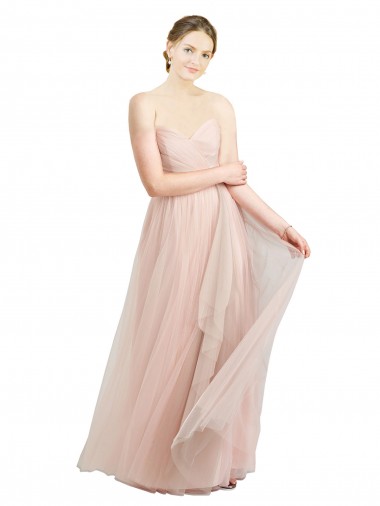 Purchase Long Sleeveless Sweetheart A-Line Tulle Semi Formal Evening Dress Canada