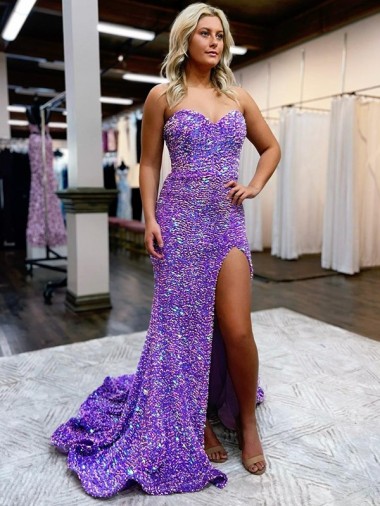 Purchase Court Train Sleeveless Sweetheart A-Line Velvet Sequin Evening Dress Canada