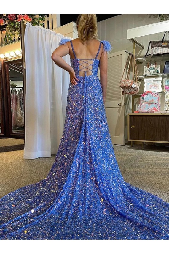 Purchase Court Train Sleeveless V-Neck A-Line Velvet Sequin Long Evening Dress Canada