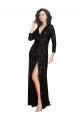 Purchase Long Long Sleeves V-Neck A-Line Sequin Evening Dress Canada
