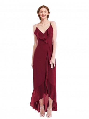 Purchase Long Sleeveless Spaghetti Straps A-Line Soft Chiffon Evening Maxi Dress Canada