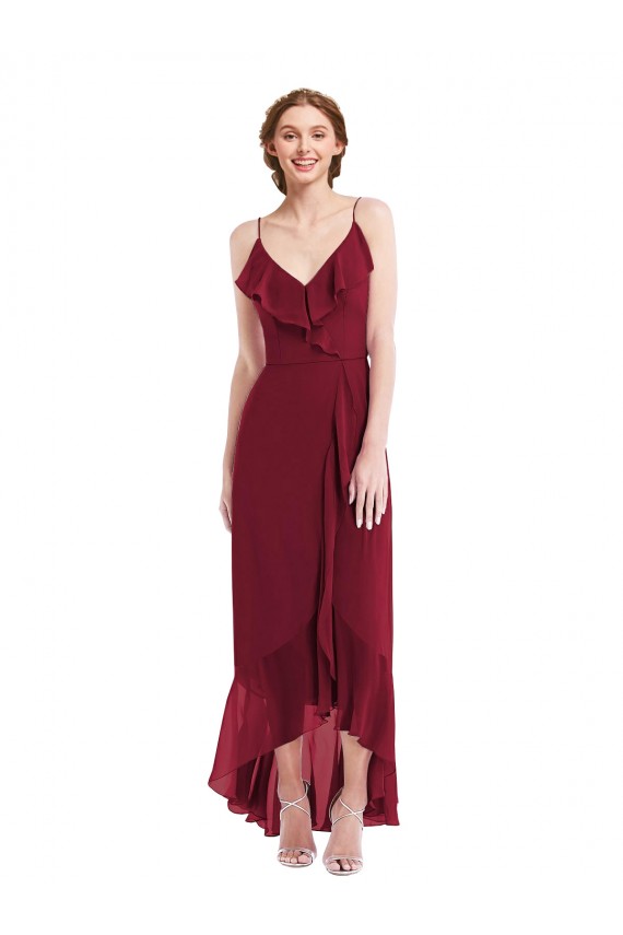 Purchase Long Sleeveless Spaghetti Straps A-Line Soft Chiffon Evening Maxi Dress Canada