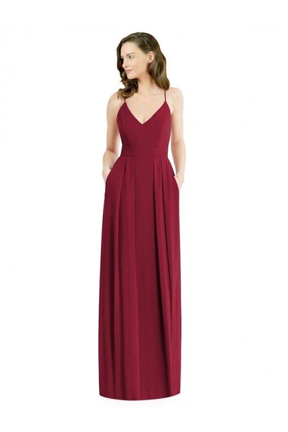 Purchase Long Sleeveless Spaghetti Straps A-Line Soft Chiffon Maxi Evening Gown Canada