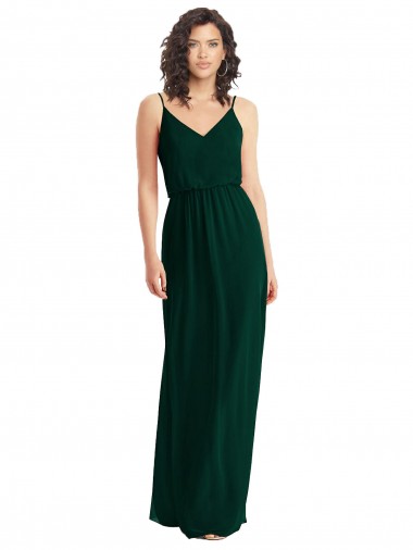 Purchase Long Sleeveless V-Neck A-Line Soft Chiffon Low Back Maxi Evening Dress Canada
