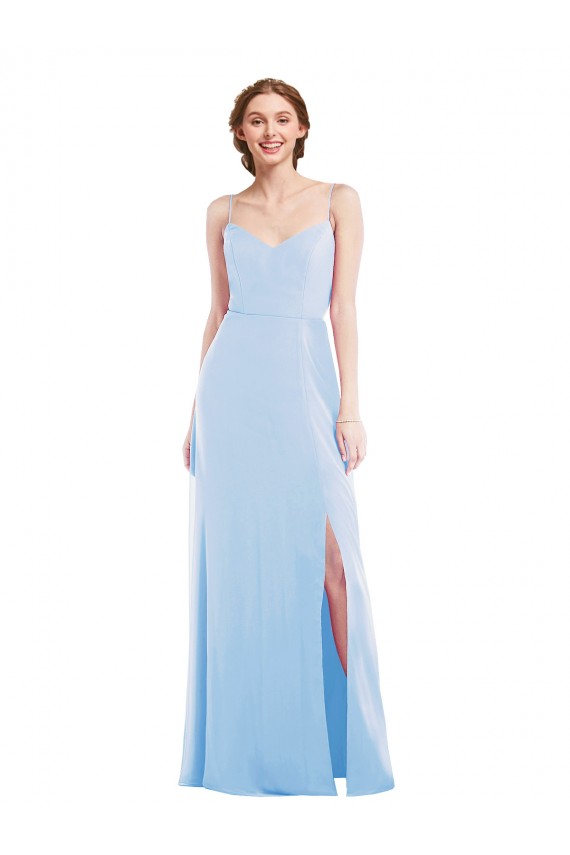 Purchase Long Sleeveless Spaghetti Straps A-Line Soft Chiffon Maxi Evening Dresses Canada