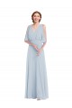Purchase Long Half Sleeves V-Neck A-Line Soft Chiffon Maxi Evening Dress Canada