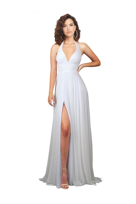 Purchase Sweep Train Sleeveless V-Neck A-Line Soft Chiffon Semi Formal Evening Dress Canada