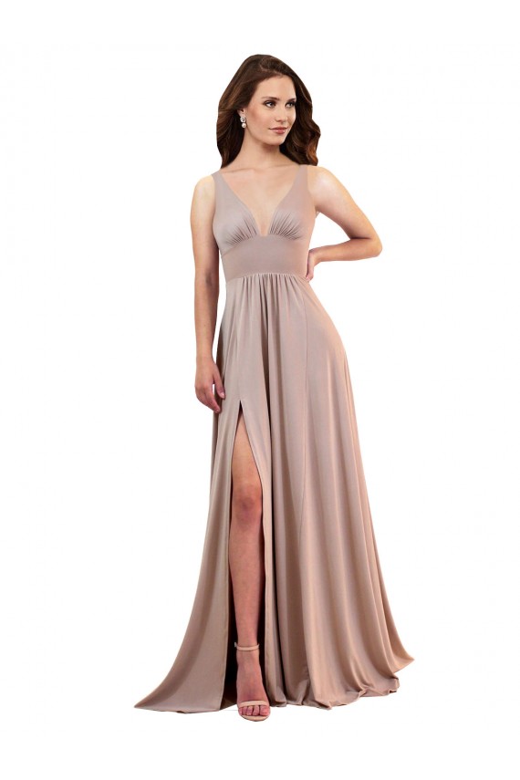 Purchase Long Sleeveless V-Neck A-Line Spandex Sexy Evening Gown Canada
