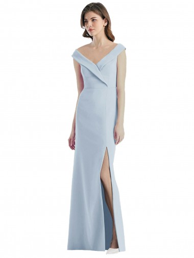 Purchase Long Sleeveless Off the Shoulder A-Line Stretch Crepe Semi Formal Evening Dress Canada