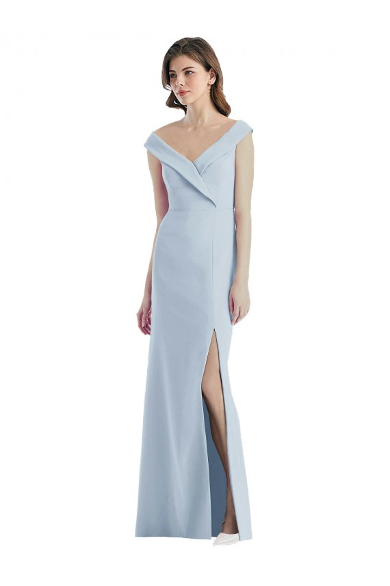 Purchase Long Sleeveless Off the Shoulder A-Line Stretch Crepe Semi Formal Evening Dress Canada