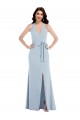 Purchase Long Sleeveless Halter Neck A-Line Stretch Crepe Maxi Evening Dress Canada