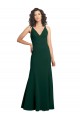 Purchase Long Sleeveless V-Neck A-Line Stretch Crepe Midnight Green Evening Gown Canada