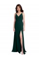 Purchase Long Sleeveless V-Neck A-Line Stretch Crepe Midnight Green Evening Dress Canada