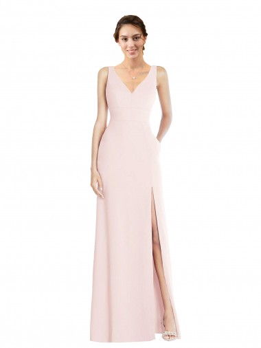 Purchase Long Sleeveless V-Neck A-Line Stretch Crepe Semi Formal Evening Dress Canada