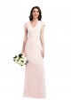 Purchase Long Cap Sleeves V-Neck A-Line Stretch Crepe Evening Dress Canada