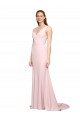 Purchase Sweep Train Sleeveless V-Neck A-Line Stretch Crepe Long Semi Formal Evening Gown Canada
