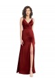 Purchase Long Sleeveless V-Neck A-Line Stretch Satin Evening Dress Canada