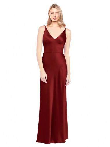 Purchase Long Sleeveless Spaghetti Straps A-Line Stretch Satin Evening Dress Canada
